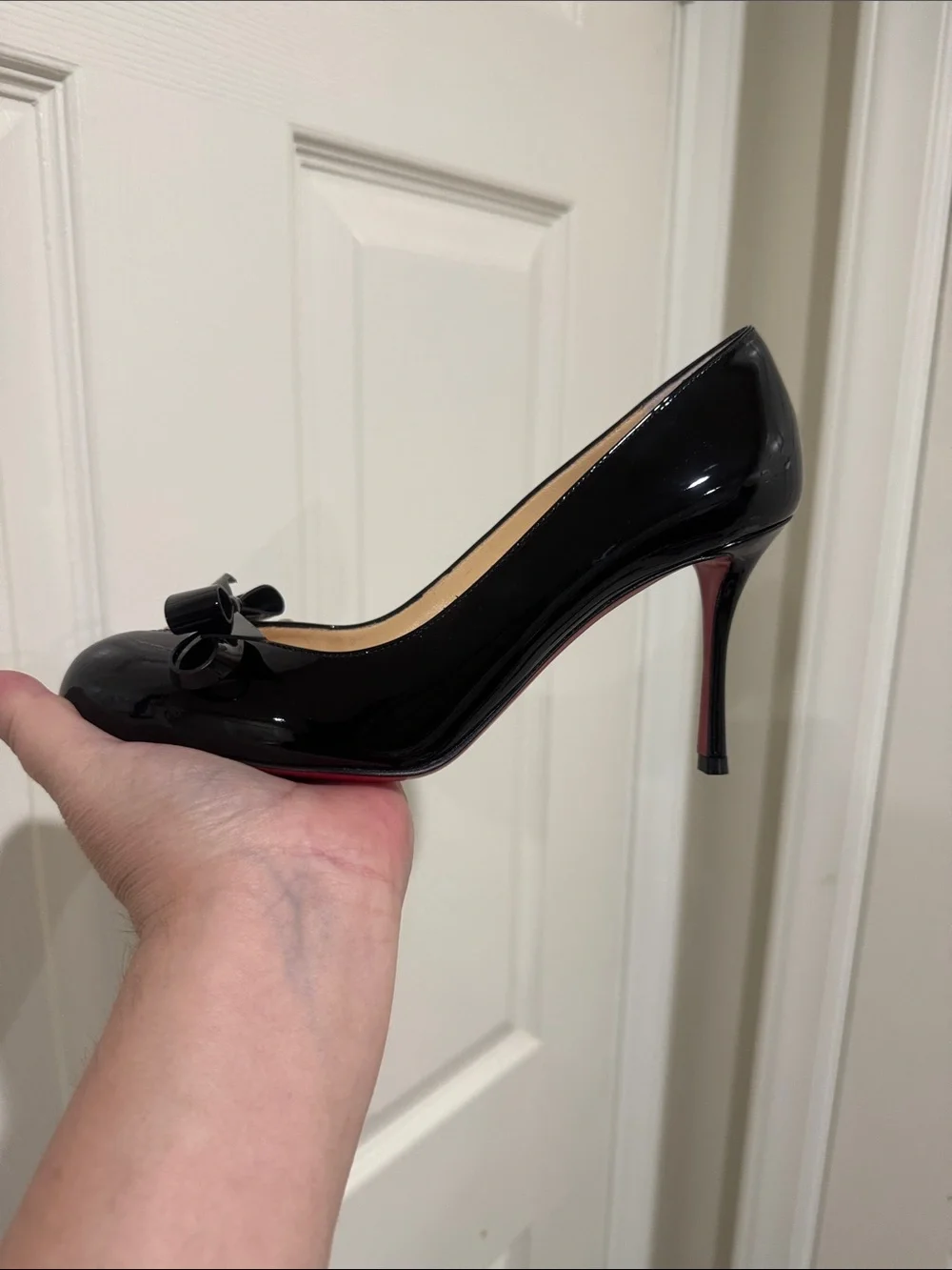 Christian Louboutin/Black Patent 4” Heels with Bow On Toe/US Size 6.5/NWOT! - Picture 13 of 16